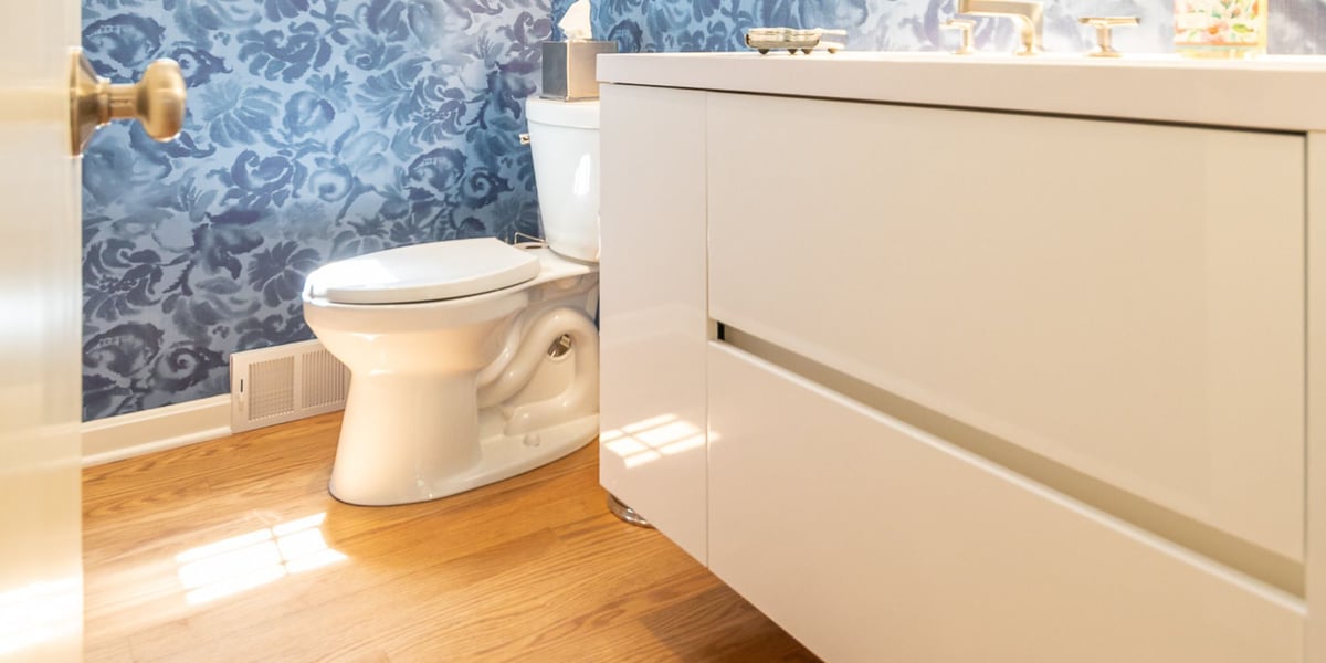 floating vanity in a solon ohio bathroom remodel