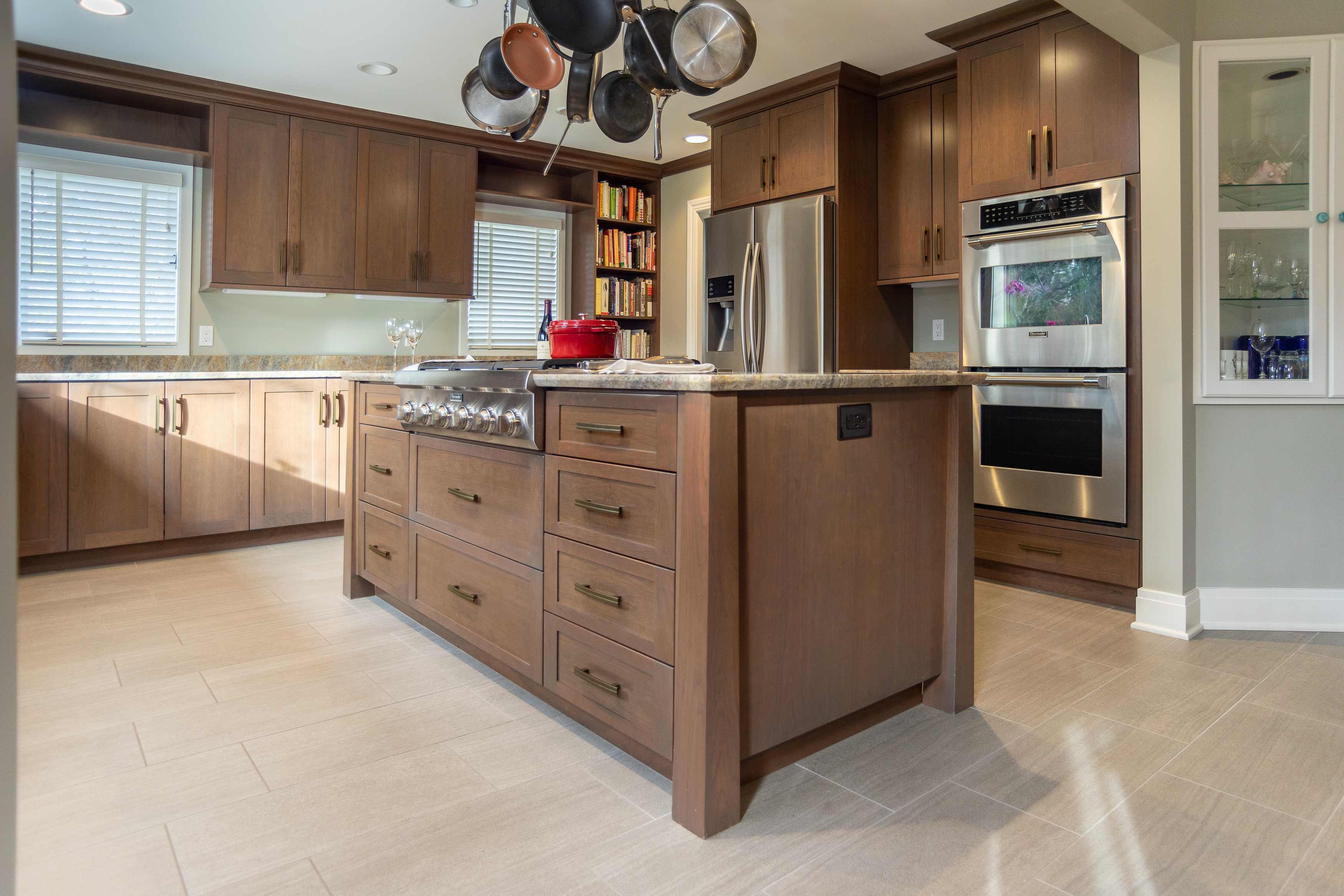 Kitchen Remodel with Medium Wood Tone Cabinets and Island in Northeast Ohio